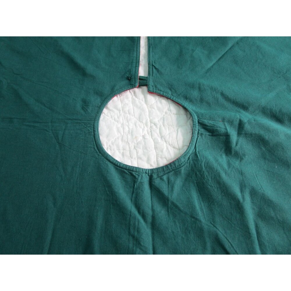Vintage Tartan Wool Blend Cozy Christmas Tree Skirt Green Red Plaid GUC - Picture 11 of 11